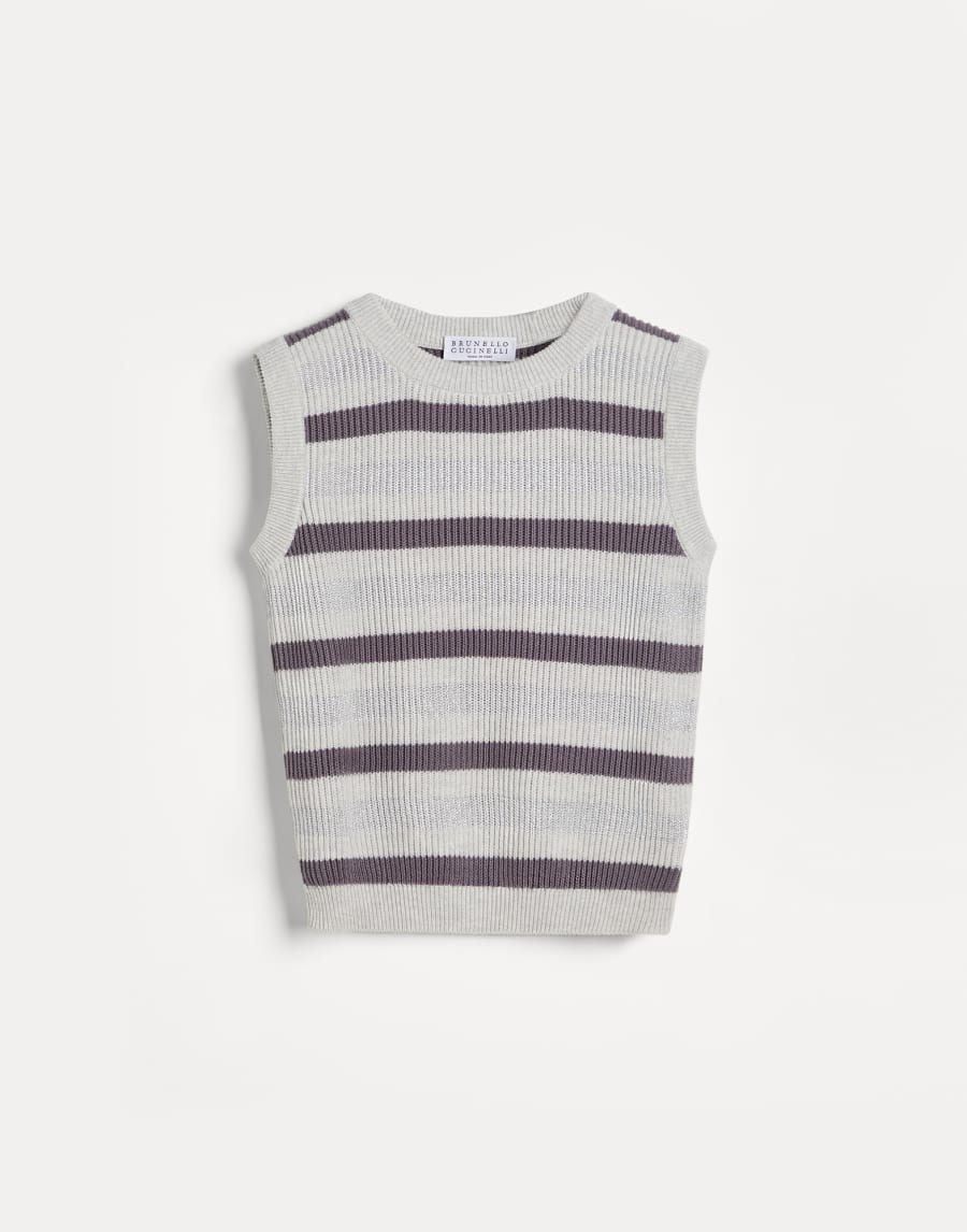 Cotton sparkling Stripes top Grey Girls - Brunello Cucinelli