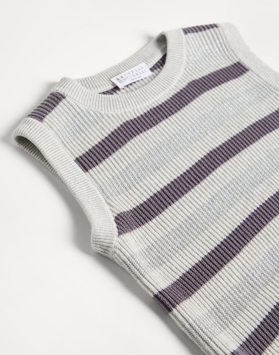 Cotton sparkling Stripes top Grey Girls - Brunello Cucinelli