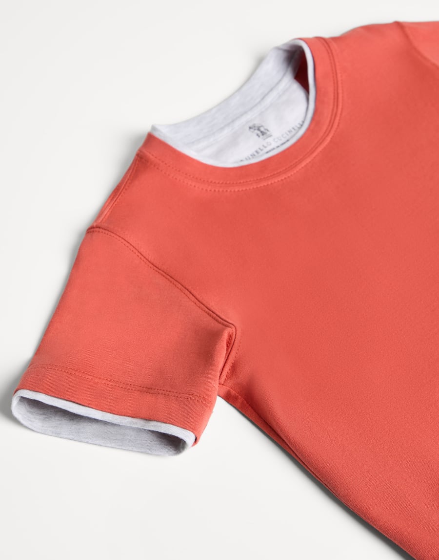T-shirt with faux-layering Orange Boys - Brunello Cucinelli