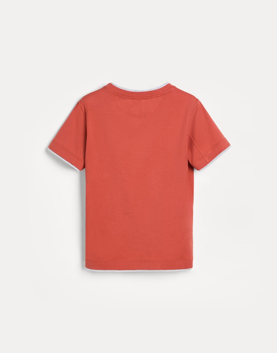 T-shirt with faux-layering Orange Boys - Brunello Cucinelli