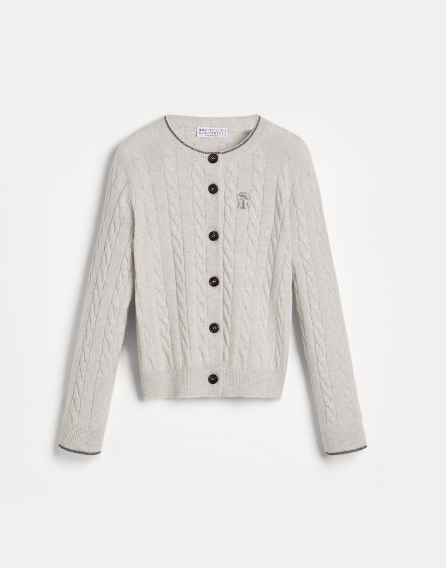 Cable knit cardigan Light Grey Girls - Brunello Cucinelli