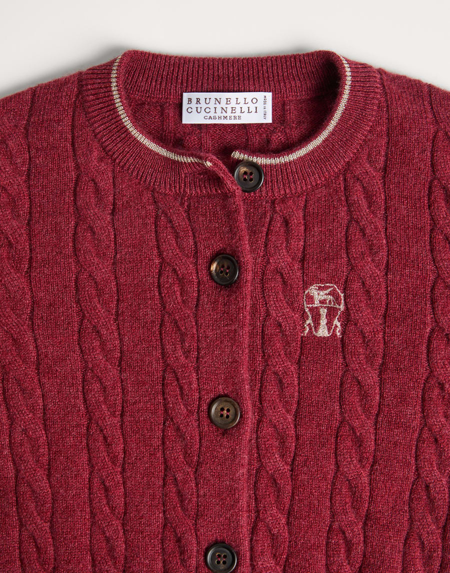 Cable knit cardigan Red Girls - Brunello Cucinelli