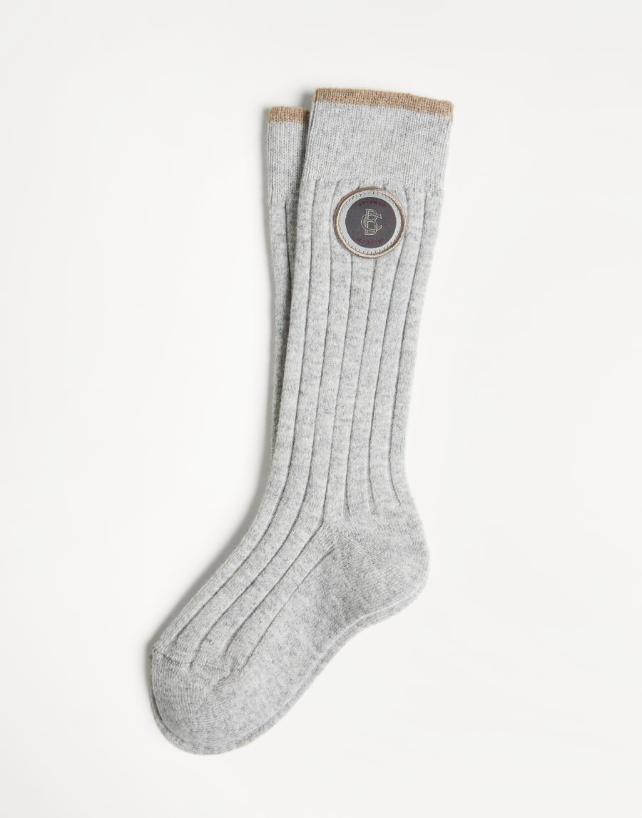 Calzini in maglia di cashmere Grigio Chiaro Bambino - Brunello Cucinelli