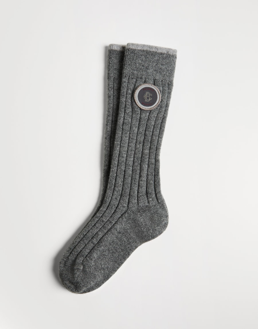 Calzini in maglia di cashmere Antracite Bambino - Brunello Cucinelli