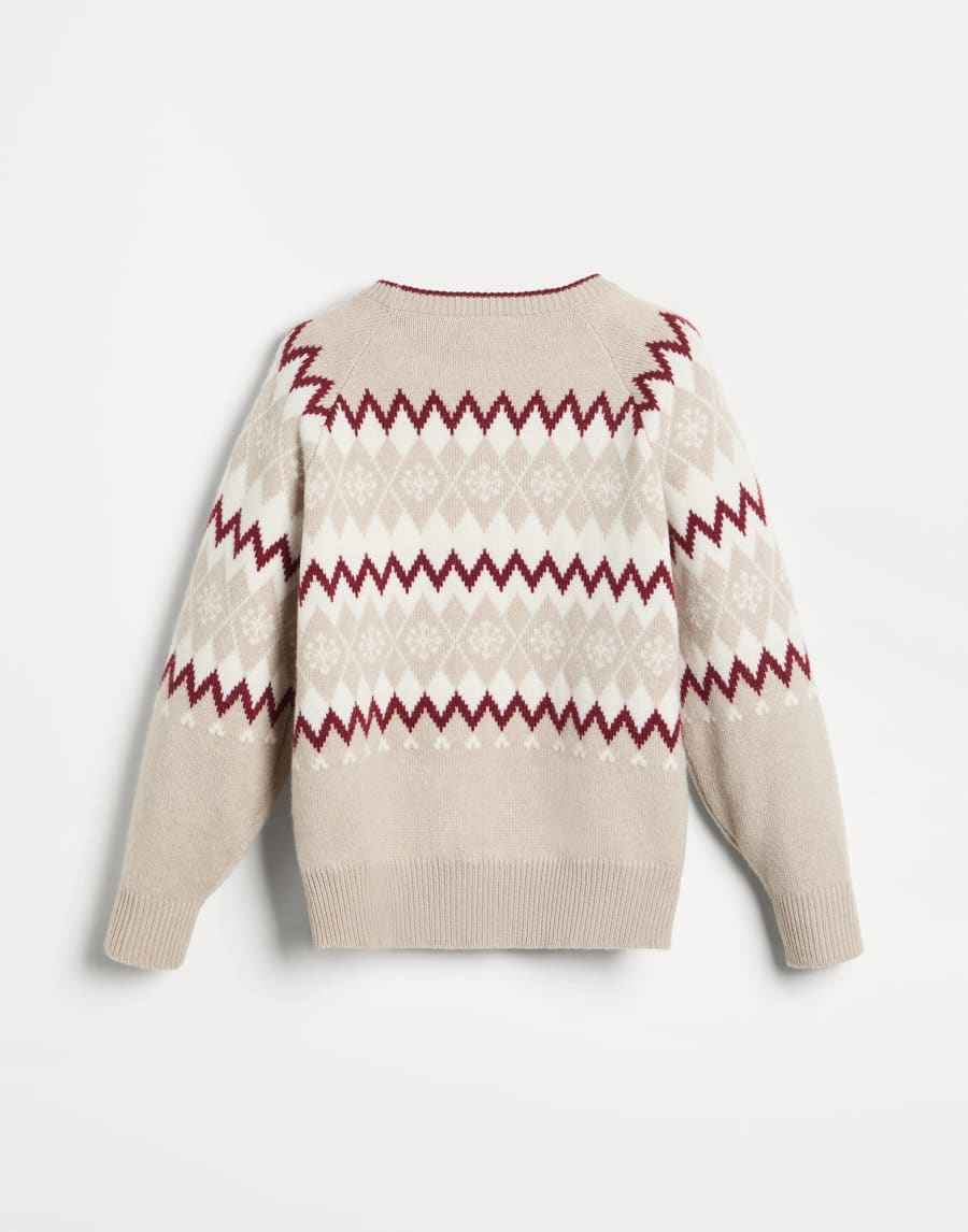 Snowflake Argyle sweater Beige Girls - Brunello Cucinelli