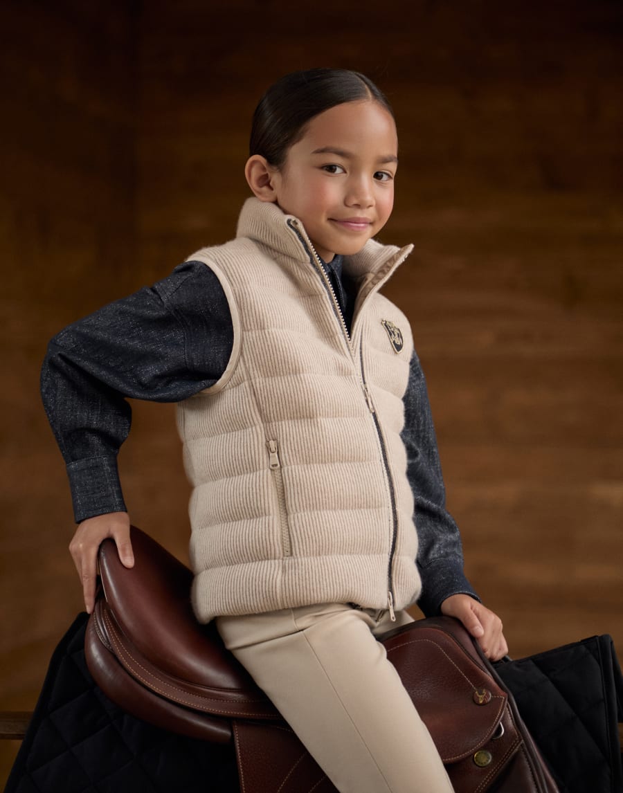 Пуховик Equestrian Светло-бежевый Девочки - Brunello Cucinelli