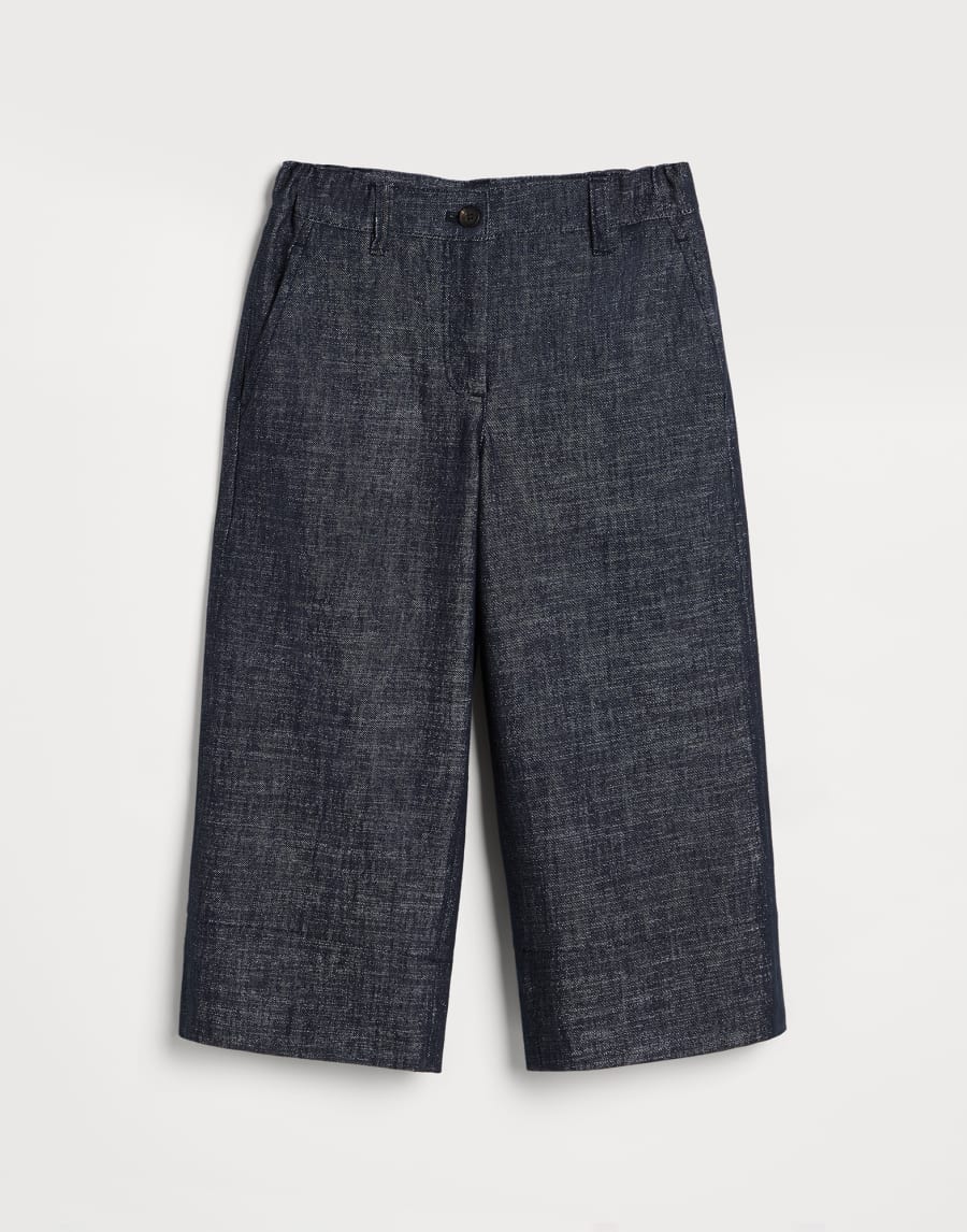 Pantalone Crop Square Denim Scuro Bambina - Brunello Cucinelli