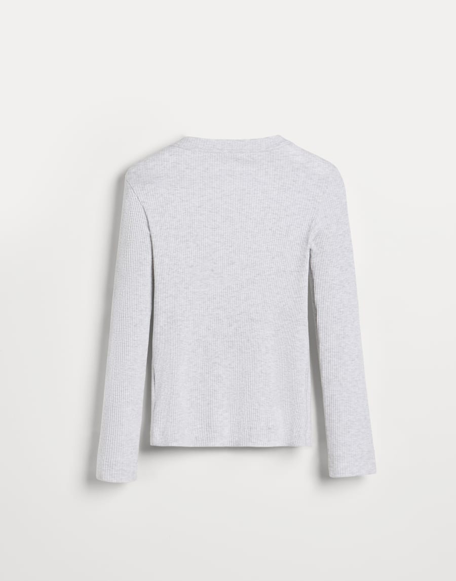 T-shirt with dazzling stripe embroidery Light Grey Girls - Brunello Cucinelli
