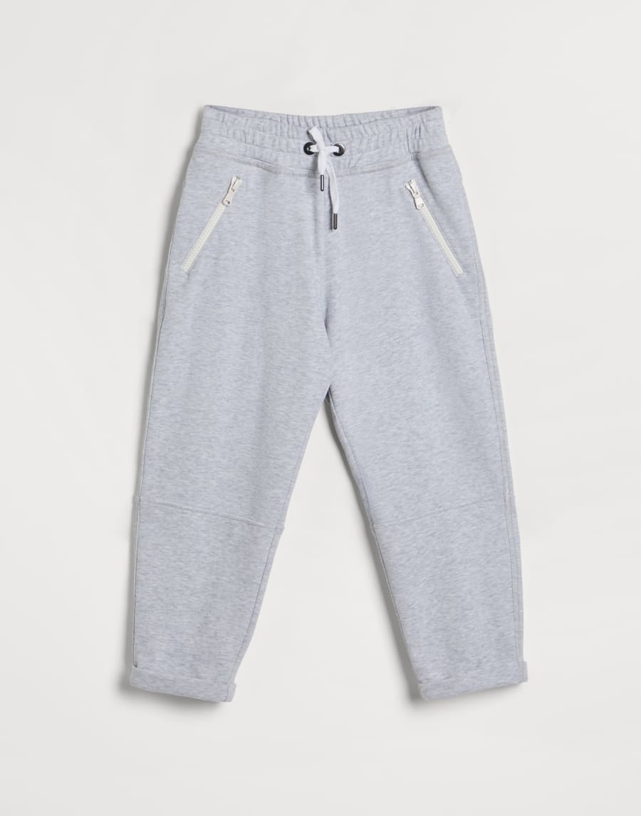 Smooth French terry trousers Light Grey Girls - Brunello Cucinelli