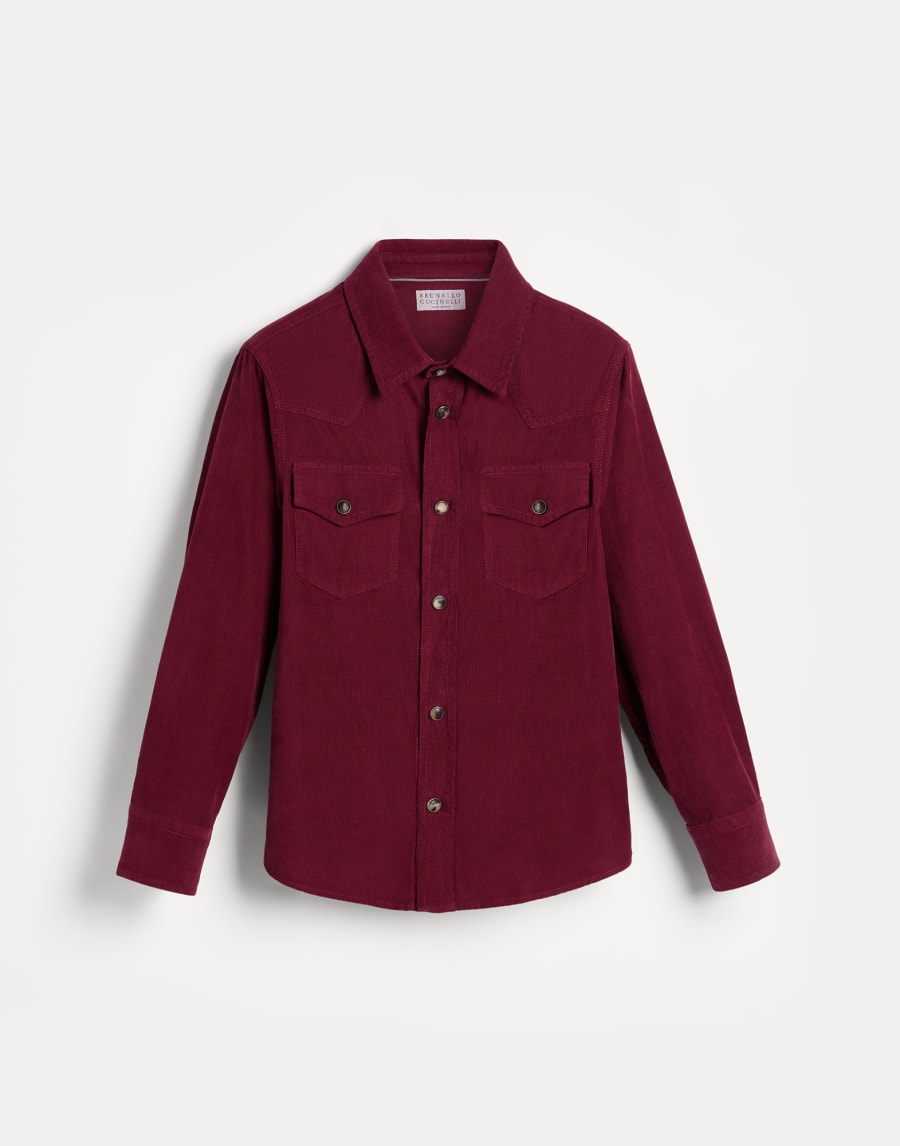 Camisa de terciopelo acanalado Bermellón Niño - Brunello Cucinelli