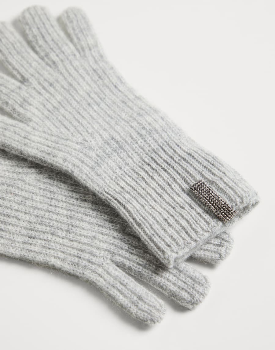 Cashmere gloves with monili Light Grey Girls - Brunello Cucinelli