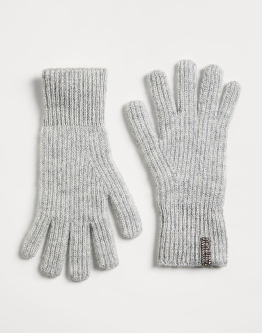 Guanti in cashmere con monile Grigio Chiaro Bambina - Brunello Cucinelli