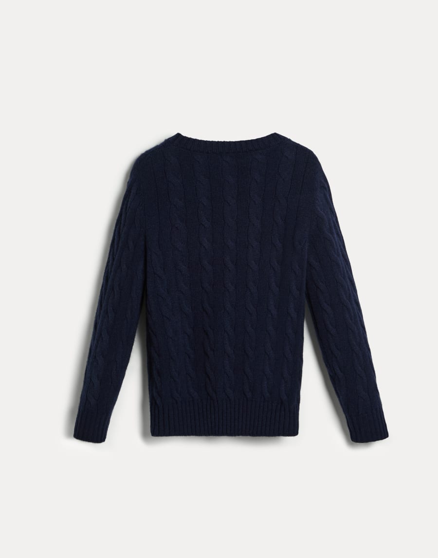 Cashmere sweater with patch Navy Blue Boys - Brunello Cucinelli