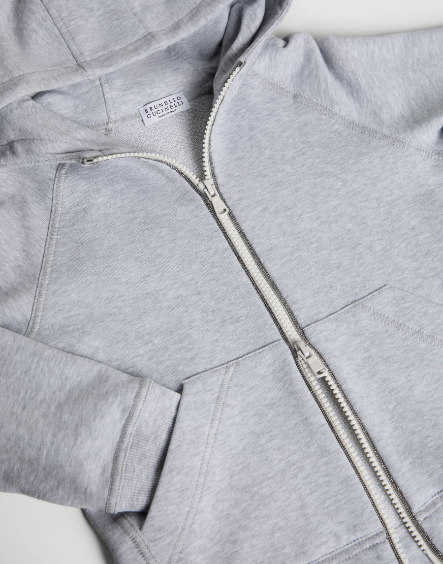 Smooth cotton French terry sweatshirt Light Grey Girls - Brunello Cucinelli