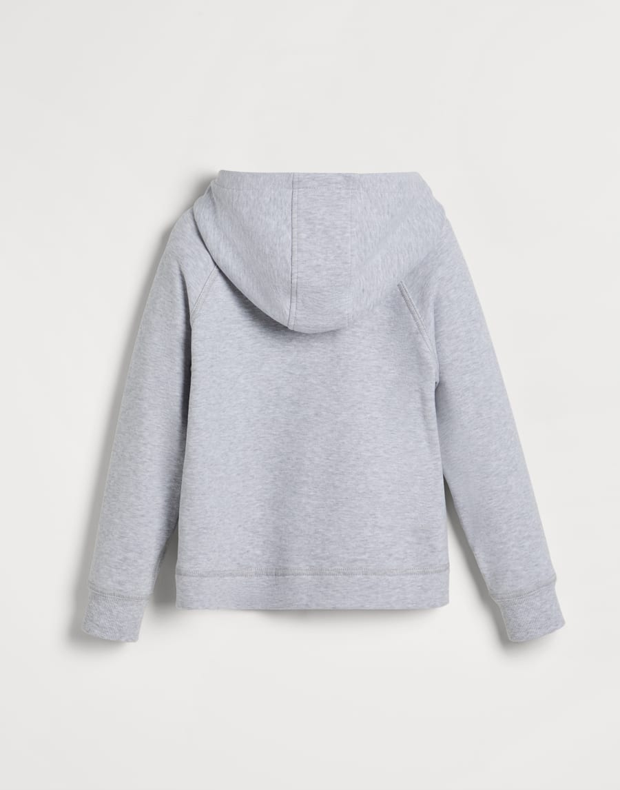 Smooth cotton French terry sweatshirt Light Grey Girls - Brunello Cucinelli