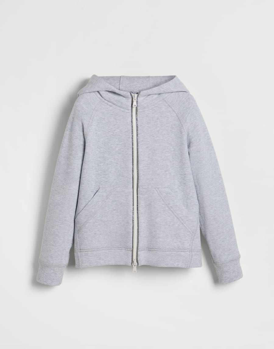 Smooth cotton French terry sweatshirt Light Grey Girls - Brunello Cucinelli