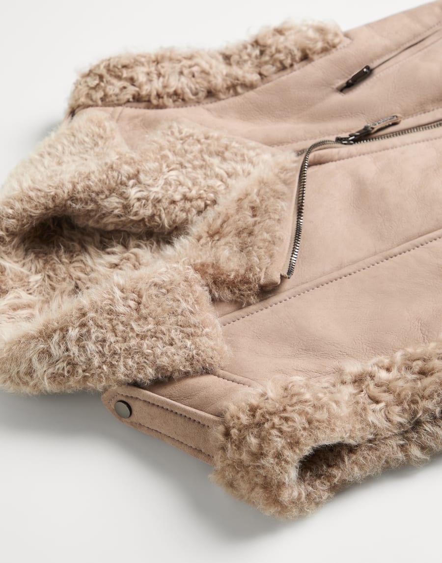 Shearling biker vest Light Brown Girls - Brunello Cucinelli