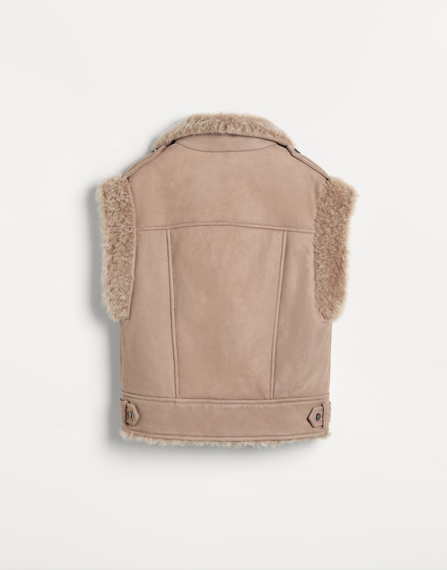 Shearling biker vest Light Brown Girls - Brunello Cucinelli
