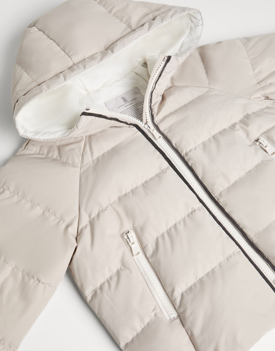 Doudoune en taffetas déperlant Beige Soie Fille - Brunello Cucinelli