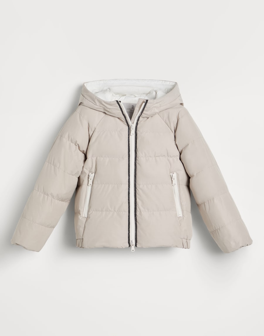 Water-resistant taffeta down jacket Beige Silk Girls - Brunello Cucinelli