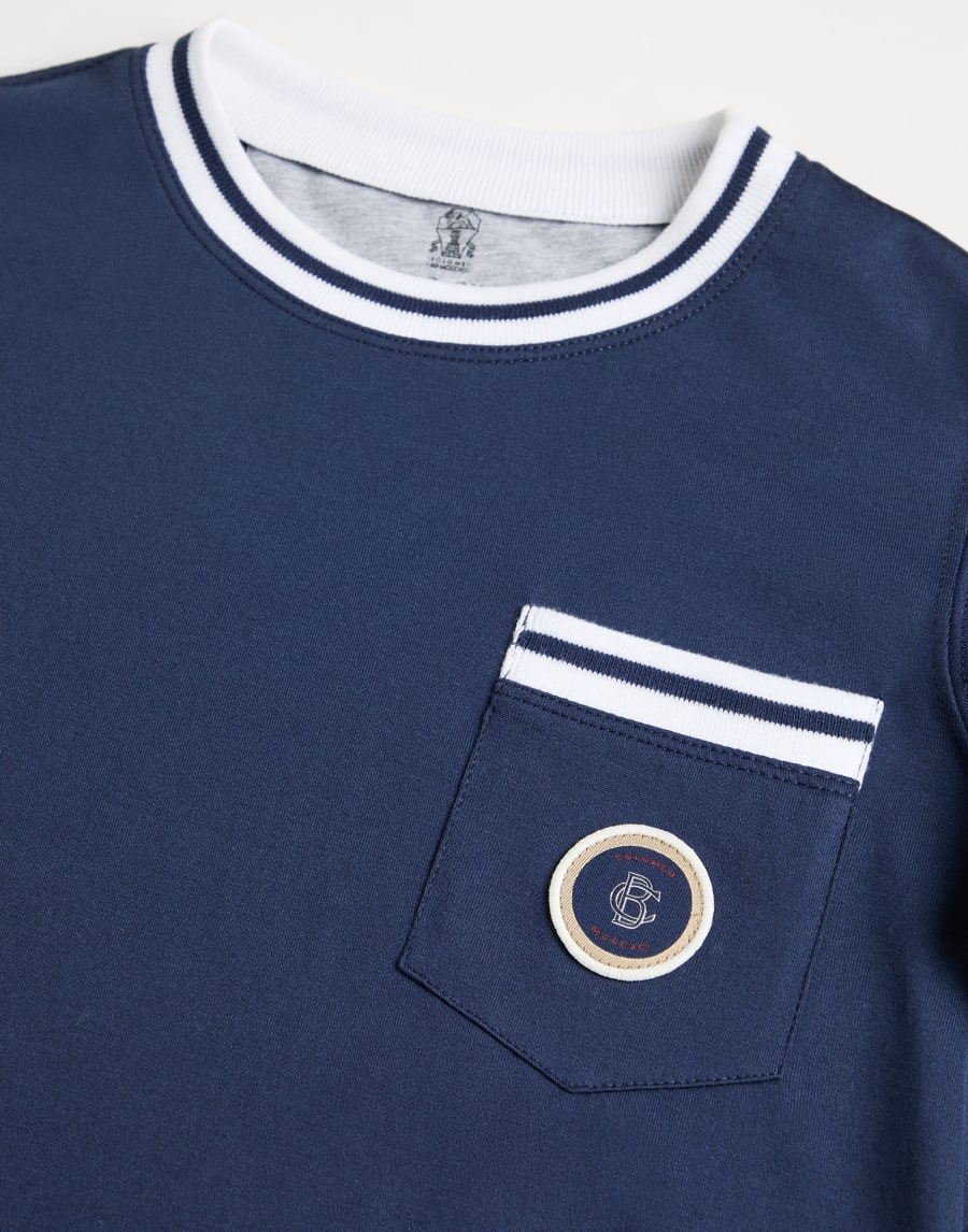 T-shirt with chest pocket Blue Boys - Brunello Cucinelli
