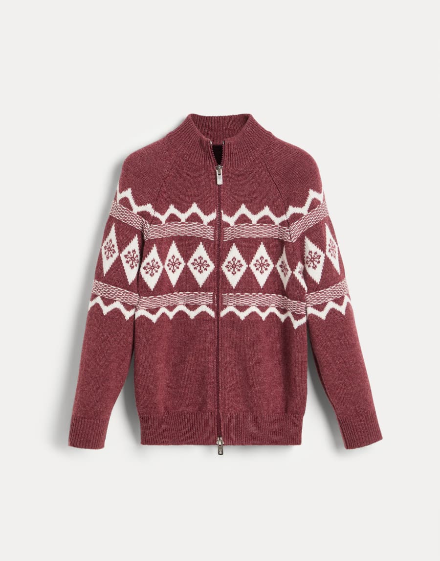 Snowflake Jacquard cardigan Red Boys - Brunello Cucinelli