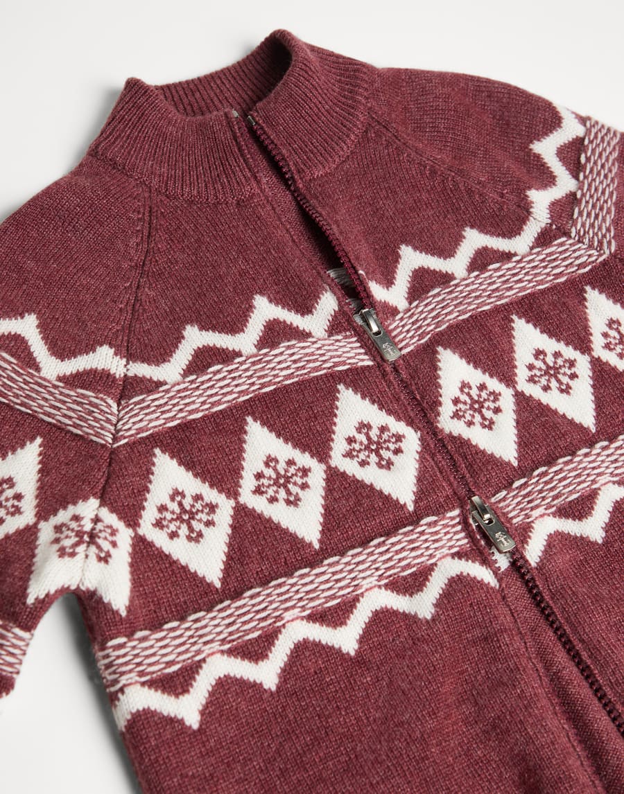Snowflake Jacquard cardigan Red Boys - Brunello Cucinelli