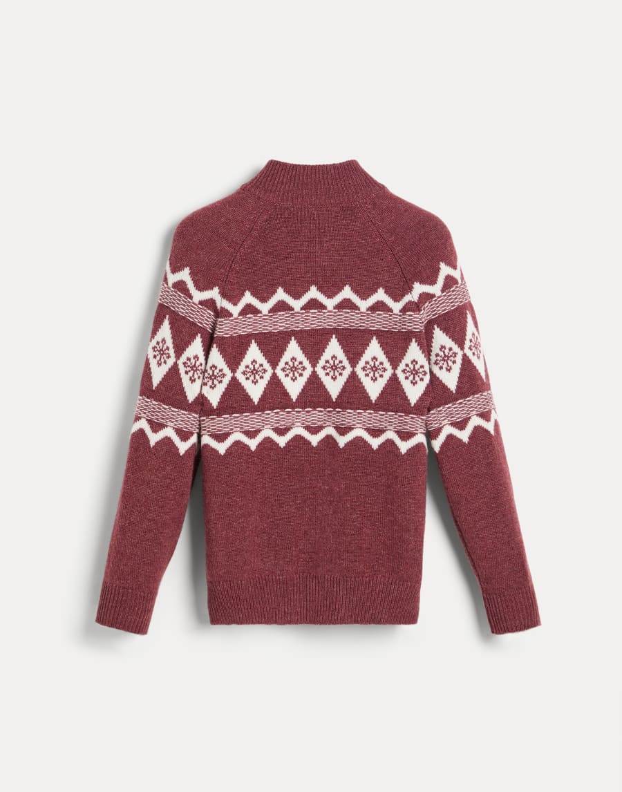 Cardigan Snowflake Jacquard Rosso Bambino - Brunello Cucinelli