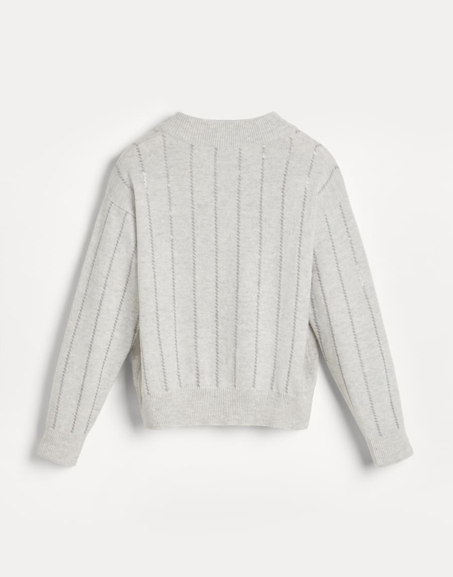 Dazzling Embroidery cardigan Light Grey Girls - Brunello Cucinelli