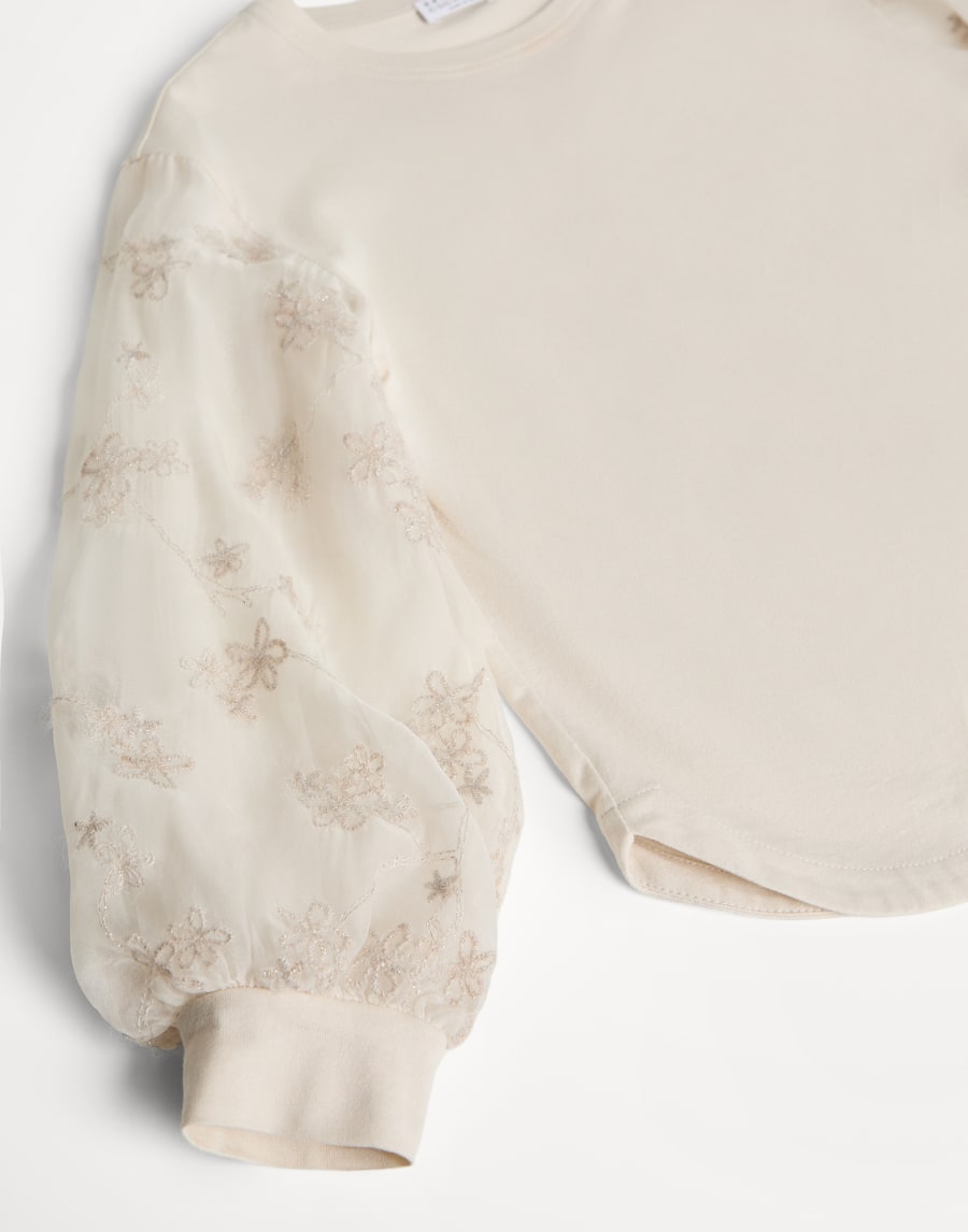 Jersey and crispy silk T-shirt Panama Girls - Brunello Cucinelli