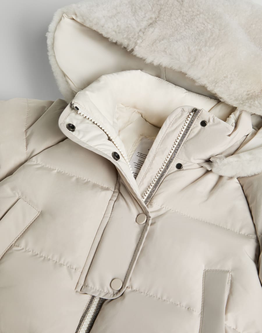 Long down jacket Beige Silk Girls - Brunello Cucinelli