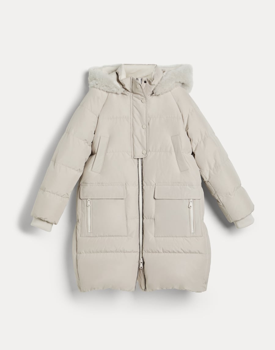 Piumino lungo Beige Seta Bambina - Brunello Cucinelli