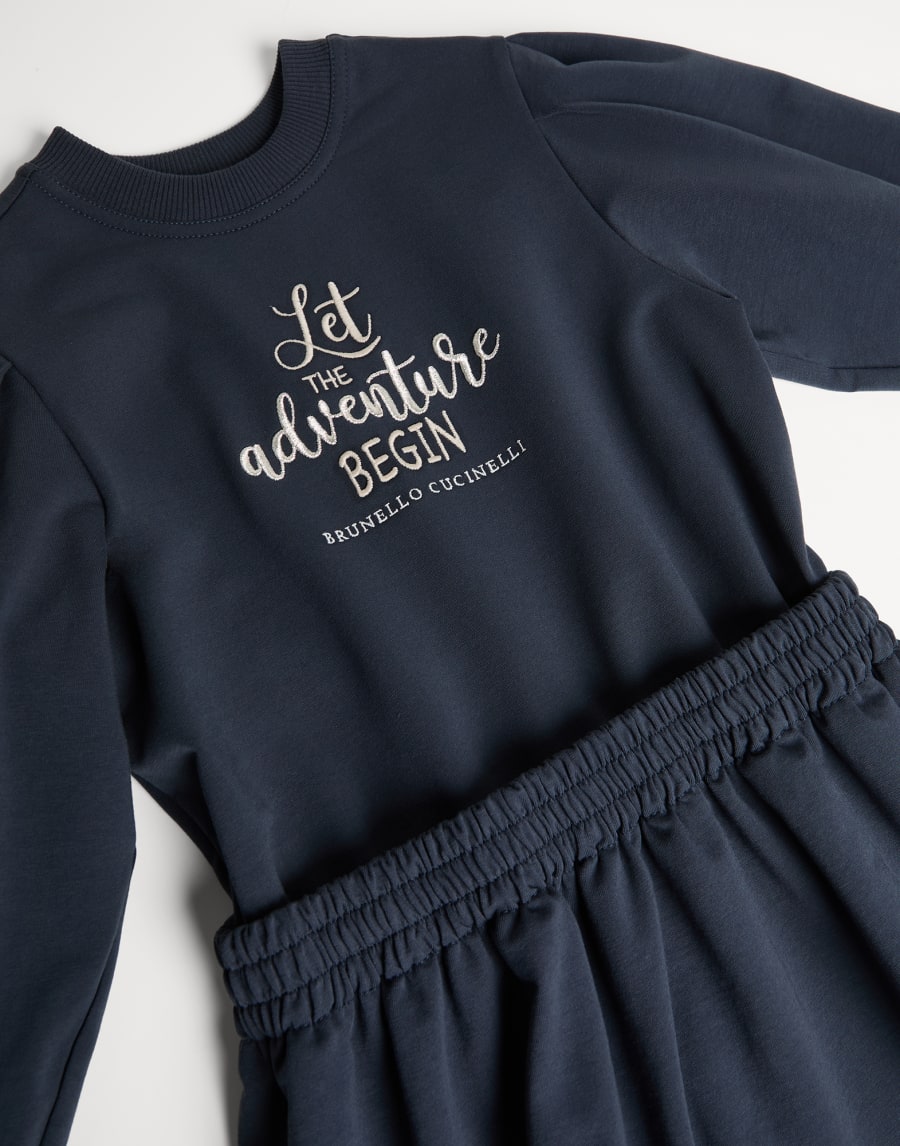 French terry dress Blue Girls - Brunello Cucinelli