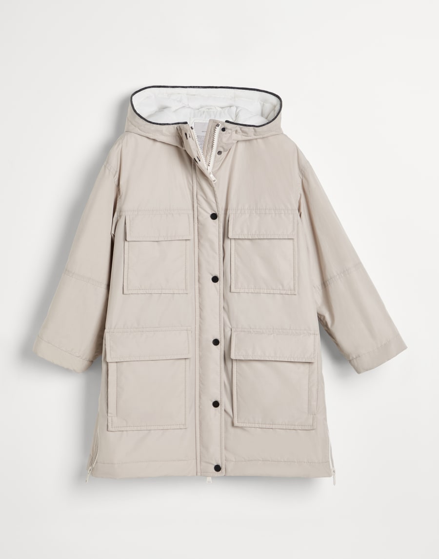Taffeta parka Beige Silk Girls - Brunello Cucinelli