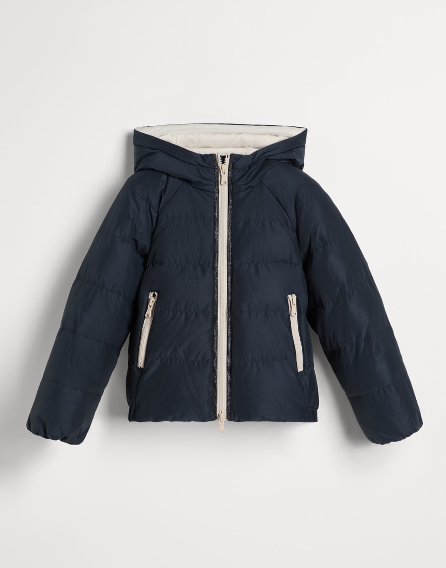 Water-resistant taffeta down jacket Blue Girls - Brunello Cucinelli