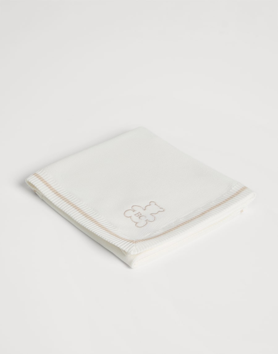 Baby Bernie blanket with embroidery Beige Baby - Brunello Cucinelli