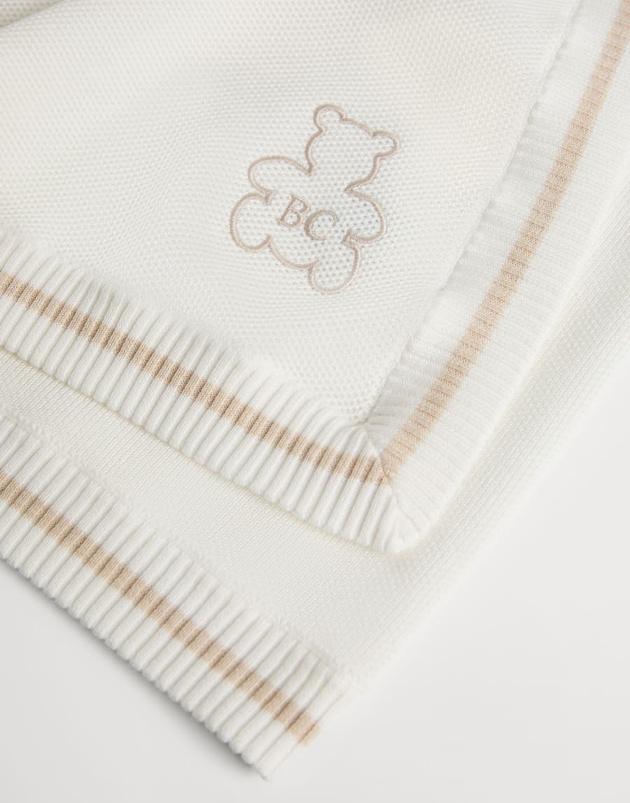 Baby Bernie blanket with embroidery Beige Baby - Brunello Cucinelli