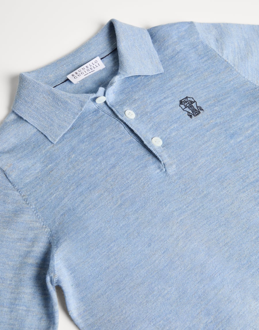 Lightweight knit Polo Sky Blue Boys - Brunello Cucinelli