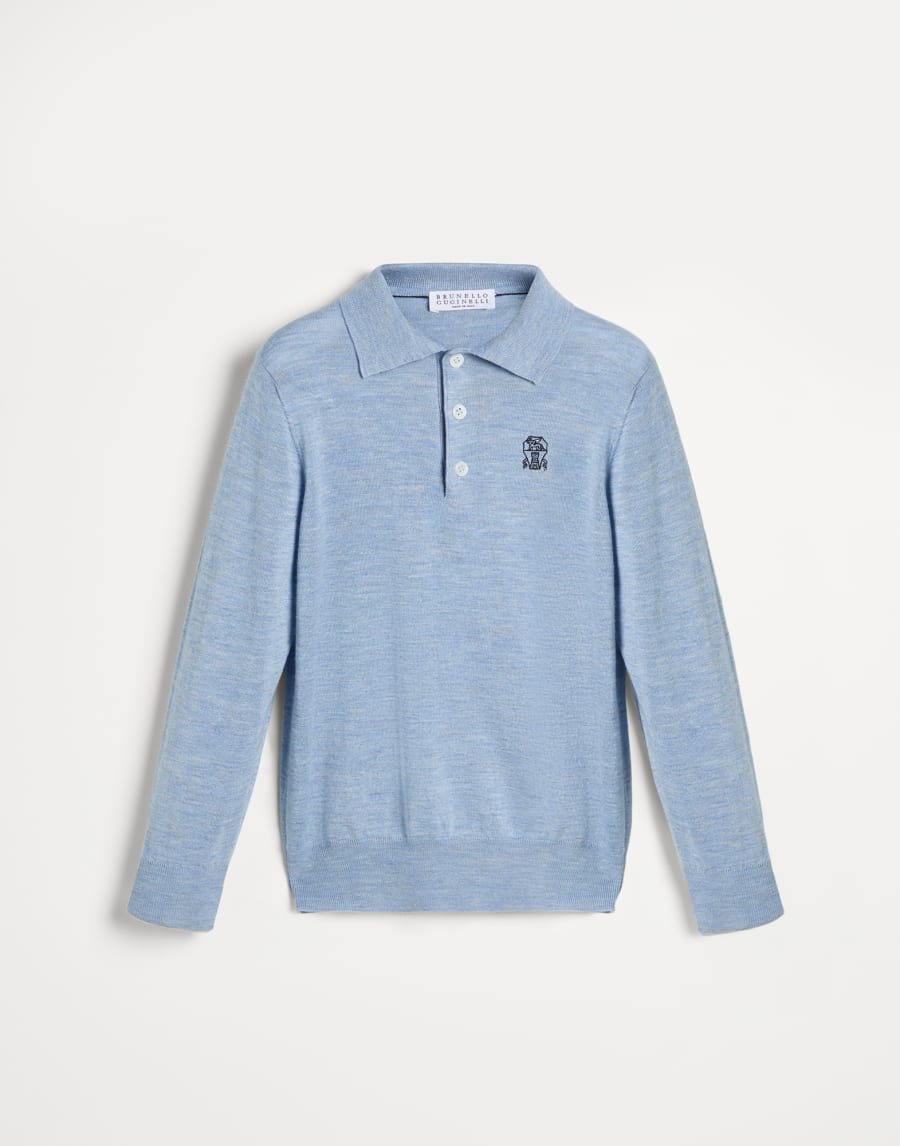 Lightweight knit Polo Sky Blue Boys - Brunello Cucinelli