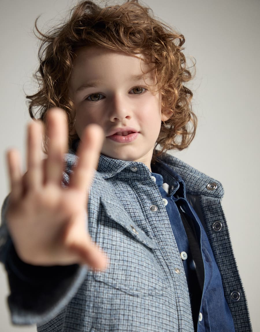 Lightweight denim shirt Dark Denim Boys - Brunello Cucinelli