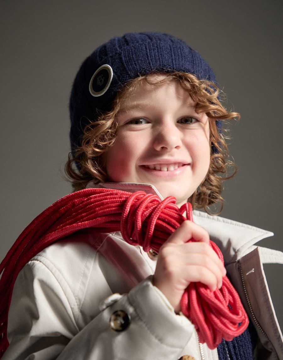 Malfilé cotton cardigan Navy Blue Boys - Brunello Cucinelli