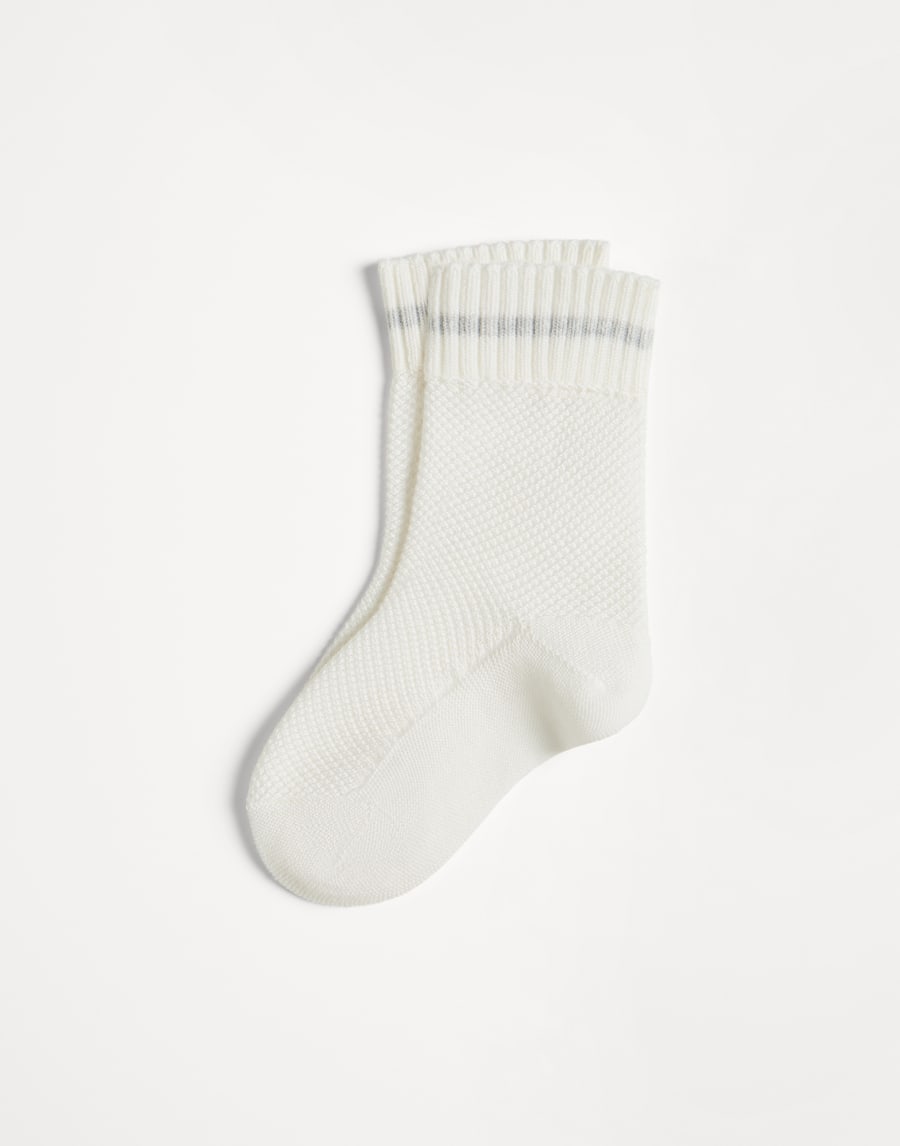 Bernie Baby Waffle stitch socks Light Grey Baby - Brunello Cucinelli
