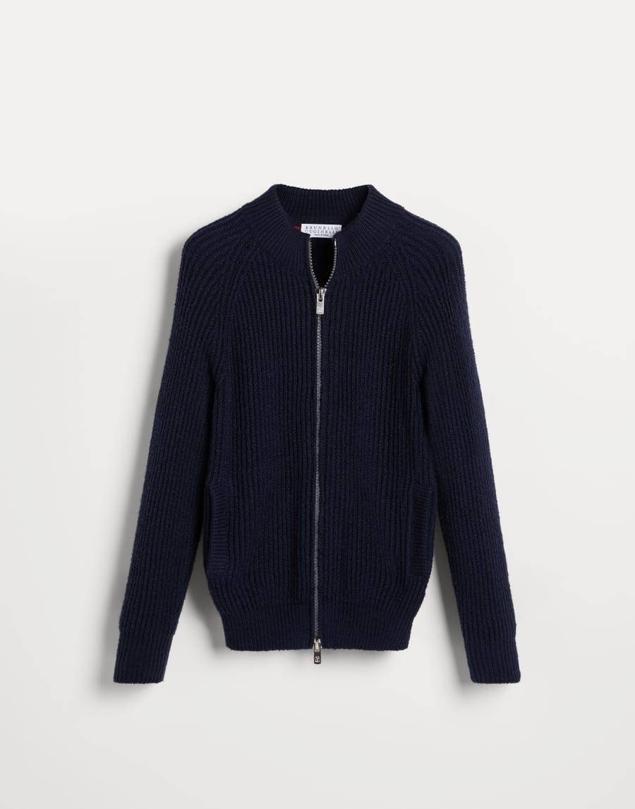 Malfilé cotton cardigan Navy Blue Boys - Brunello Cucinelli