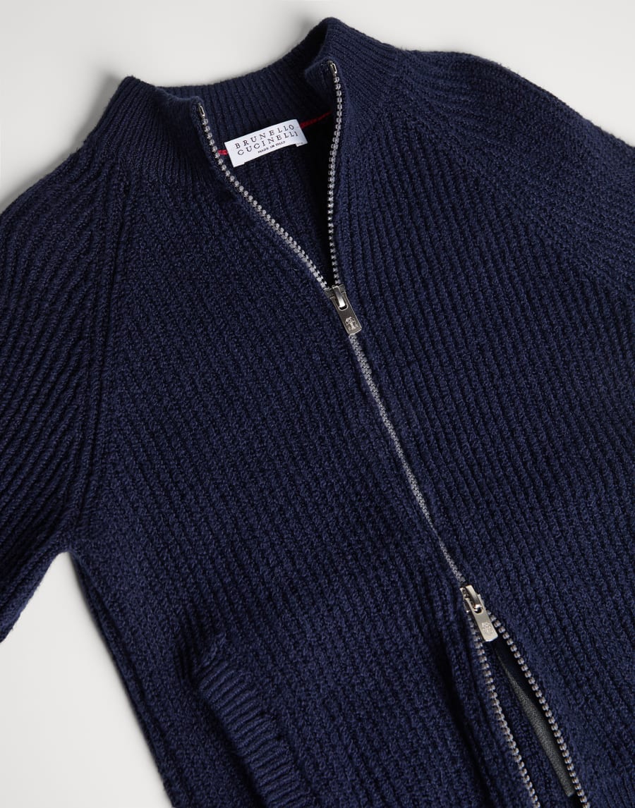 Malfilé cotton cardigan Navy Blue Boys - Brunello Cucinelli