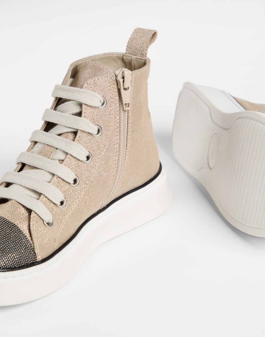 Sparkling denim sneakers Beige Girls - Brunello Cucinelli