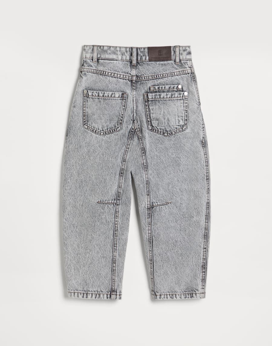 Soft Curved trousers Grey Denim Girls - Brunello Cucinelli