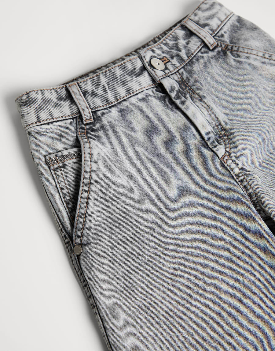 Pantalon Soft Curved Denim gris Fille - Brunello Cucinelli