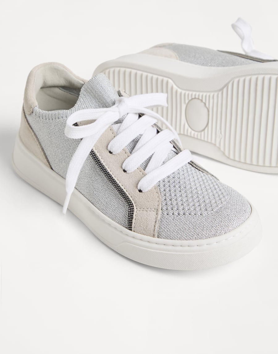 Suede and knit sneakers Light Grey Girls - Brunello Cucinelli
