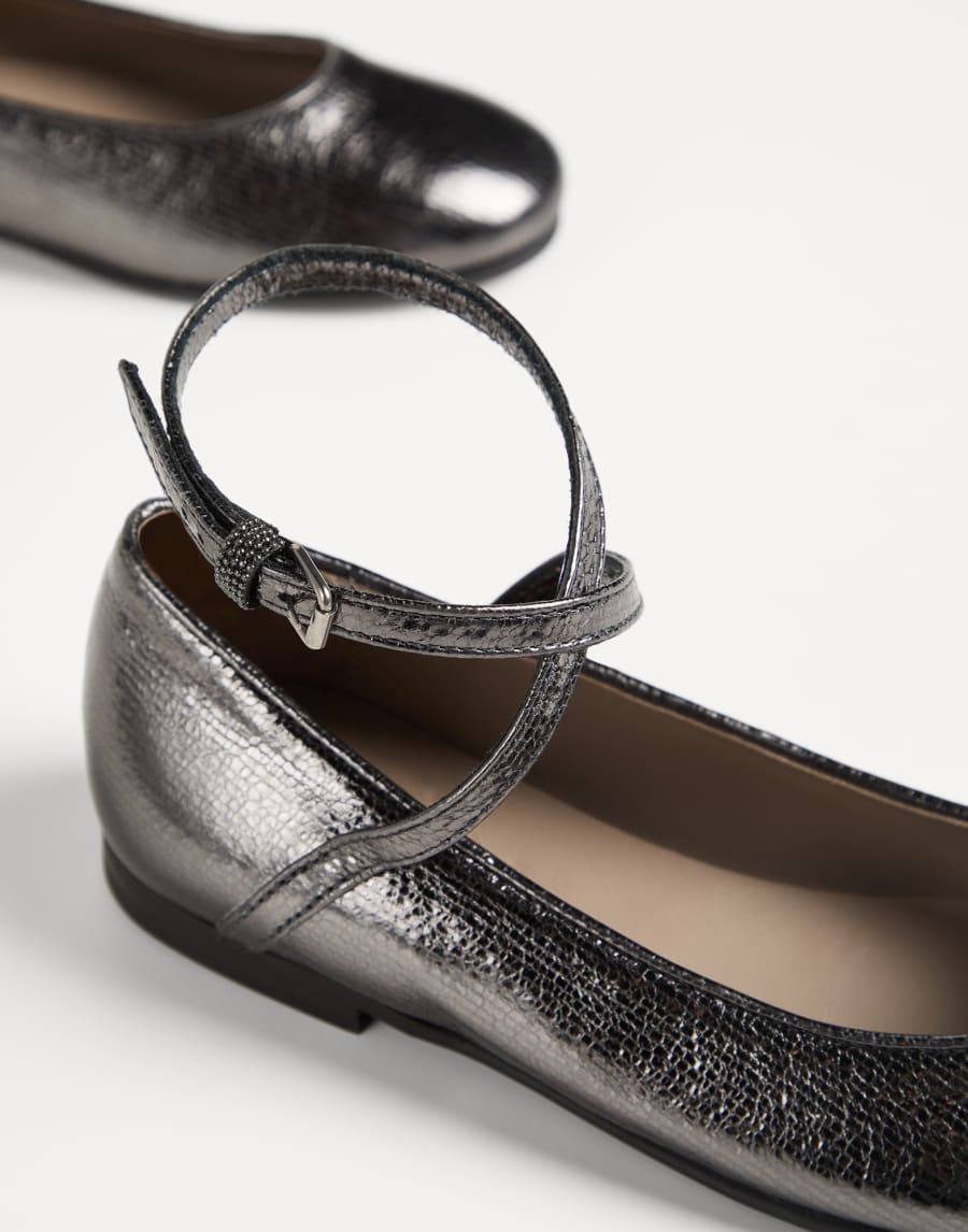 Lamé calfskin flats Silver Girls - Brunello Cucinelli