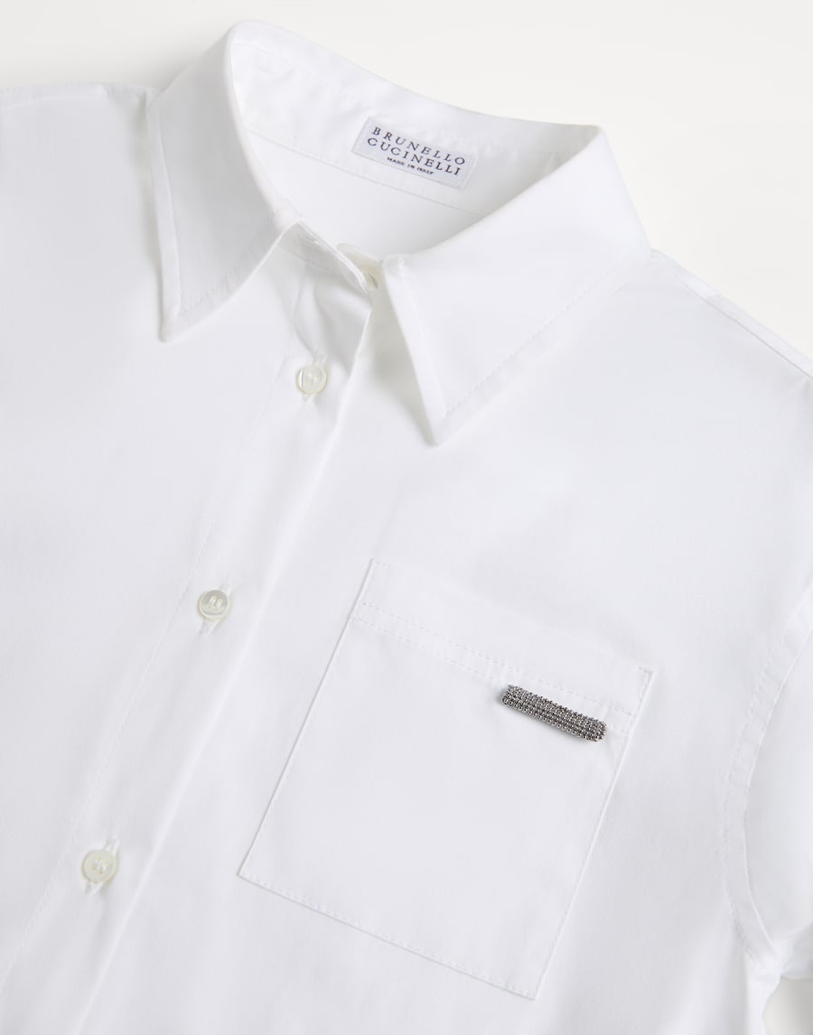 Camisa de popelina stretch Blanco Niña - Brunello Cucinelli